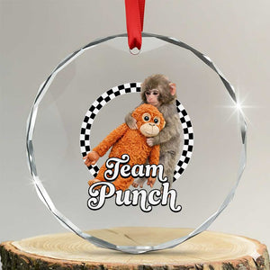 Punch Mokey Crystal Glass Ornament Baby Monkey And Plush Toy Viral Trend TS14 Transparent Glass 3'' Circle Print Your Wear