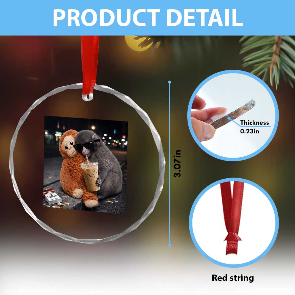 Punch Mokey Crystal Glass Ornament Funny Drinking Diet Coke Sunglasses Street Meme TS14 Print Your Wear