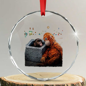 Punch Mokey Crystal Glass Ornament Viral Trend Baby Monkey Streets Meme TS14 Transparent Glass 3'' Circle Print Your Wear