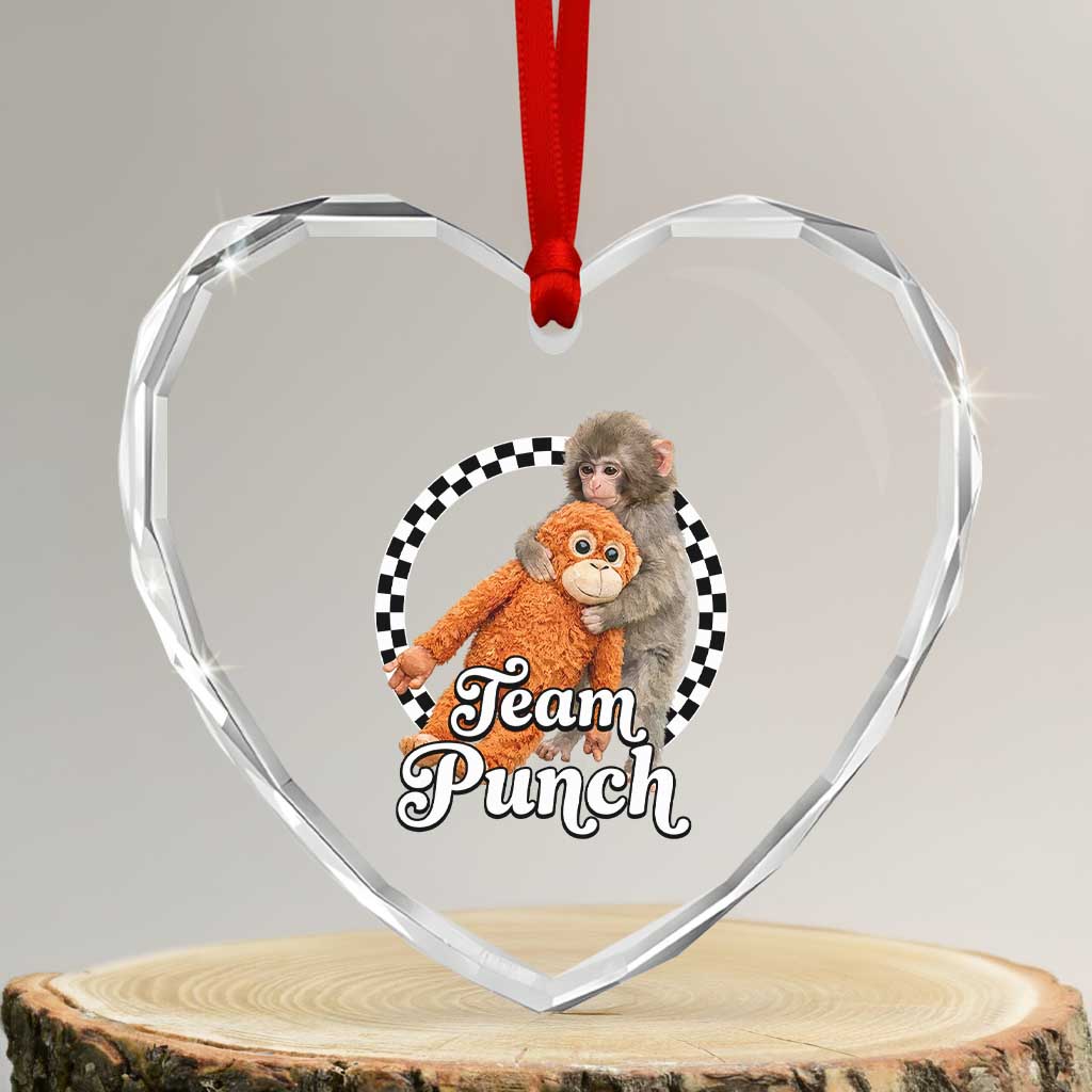 Punch Mokey Heart Crystal Glass Ornament Baby Monkey And Plush Toy Viral Trend TS14 Transparent Glass 3'' Heart Print Your Wear
