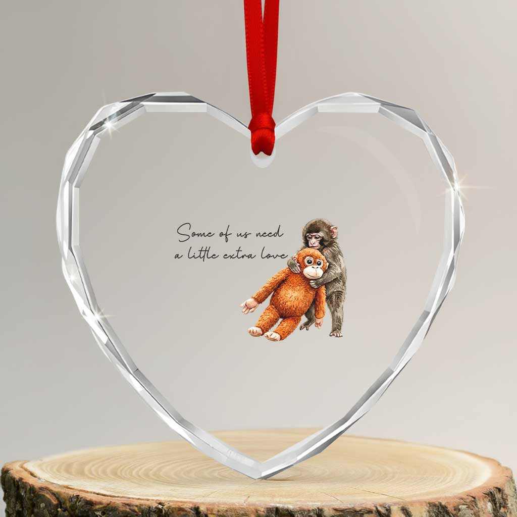 Punch Mokey Heart Crystal Glass Ornament Some Of Us Need a Little Extra Love TS14 Transparent Glass 3'' Heart Print Your Wear