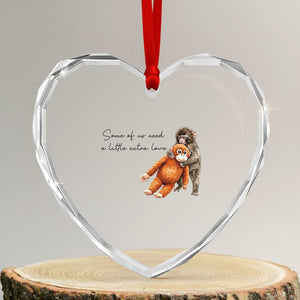Punch Mokey Heart Crystal Glass Ornament Some Of Us Need a Little Extra Love TS14 Transparent Glass 3'' Heart Print Your Wear