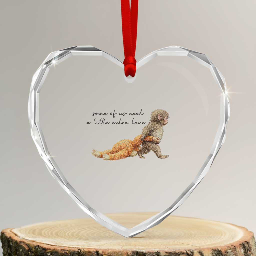 Punch Mokey Heart Crystal Glass Ornament Viral Trend Baby Monkey Meme TS14 Transparent Glass 3'' Heart Print Your Wear