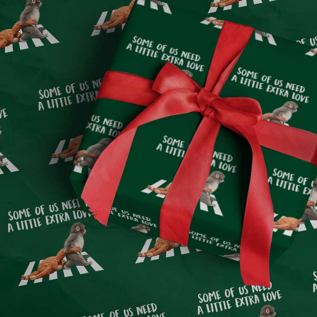 Punch Mokey Meme Wrapping Paper Roll Some Of Us Need a Little Extra Love TS14 Green Print Your Wear