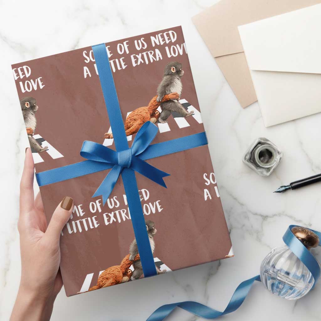 Punch Mokey Meme Wrapping Paper Roll Some Of Us Need a Little Extra Love TS14 Mocha Print Your Wear