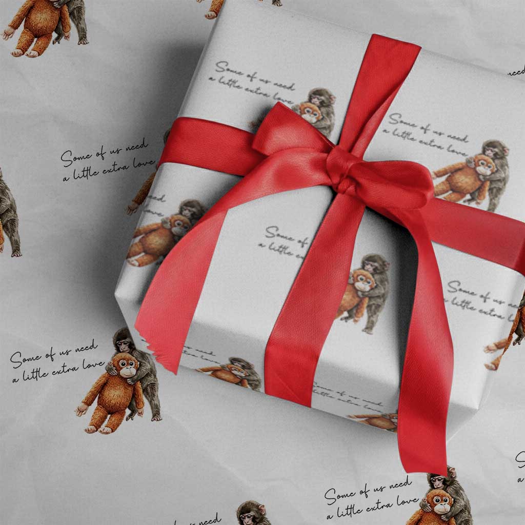 Punch Mokey Wrapping Paper Roll Some Of Us Need a Little Extra Love TS14 White Print Your Wear