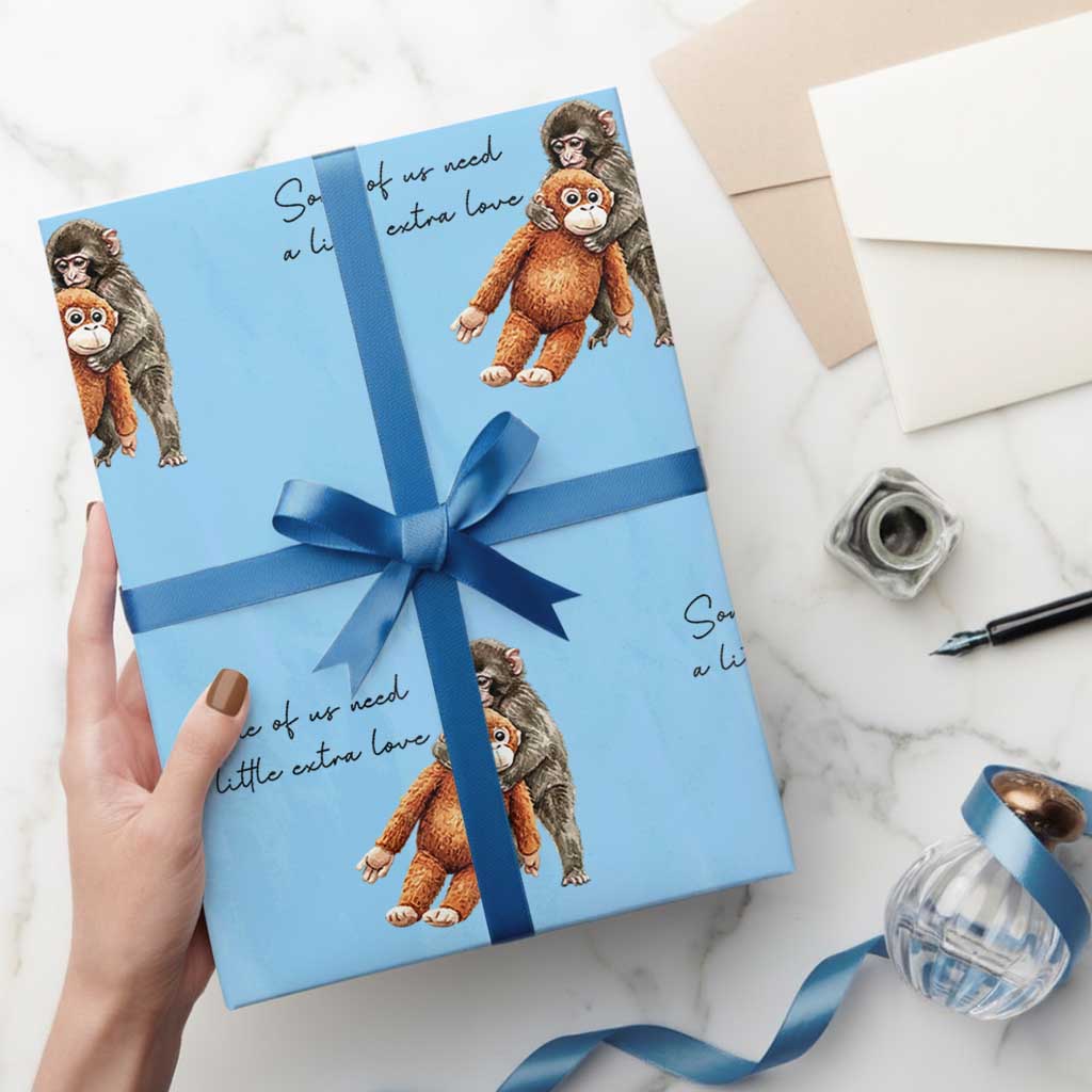Punch Mokey Wrapping Paper Roll Some Of Us Need a Little Extra Love TS14 Light Blue Print Your Wear