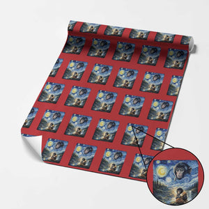 Punch Mokey Wrapping Paper Roll Viral Baby Monkey Starry Night Van Gogh TS14 Red Print Your Wear