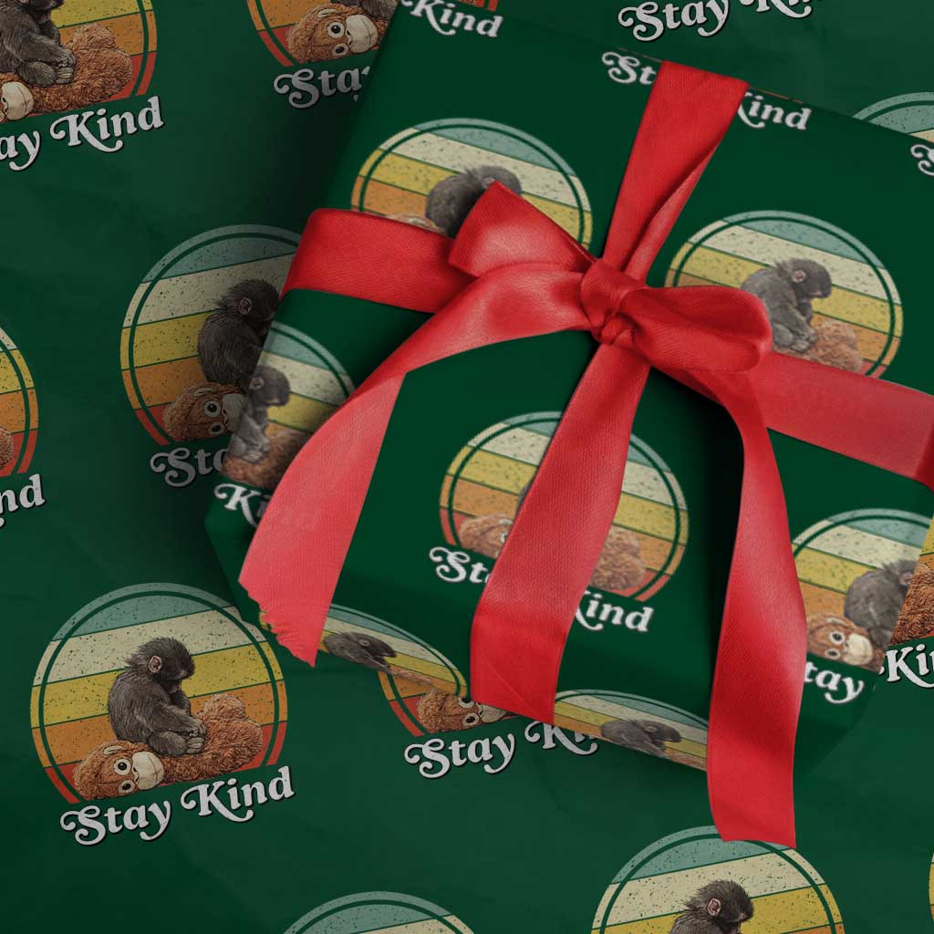 Punch Mokey Wrapping Paper Roll Viral Trend Baby Monkey Stay Kind TS14 Green Print Your Wear