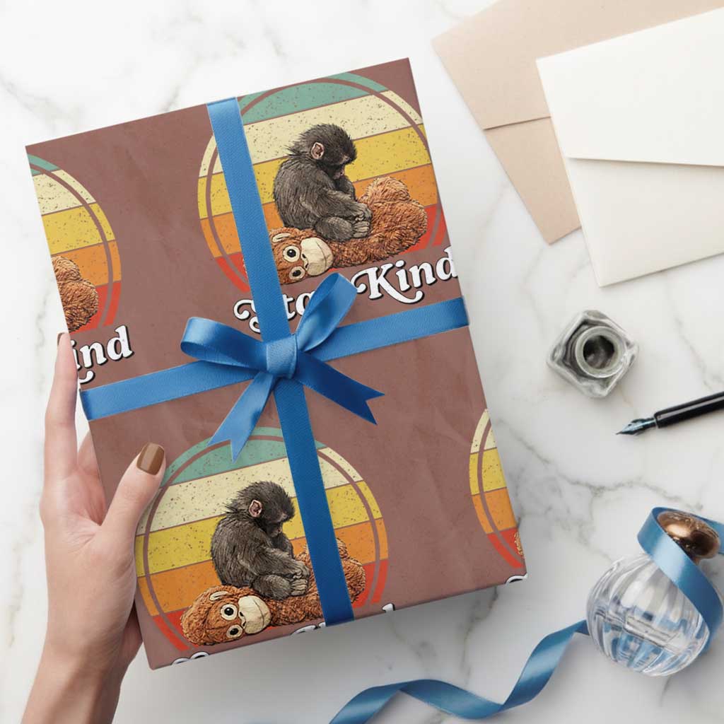 Punch Mokey Wrapping Paper Roll Viral Trend Baby Monkey Stay Kind TS14 Mocha Print Your Wear