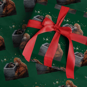 Punch Mokey Wrapping Paper Roll Viral Trend Baby Monkey Streets Meme TS14 Green Print Your Wear
