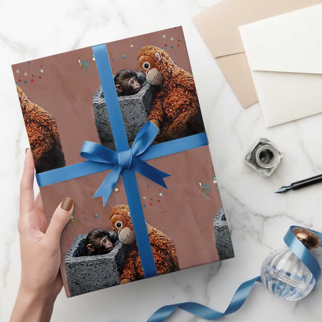Punch Mokey Wrapping Paper Roll Viral Trend Baby Monkey Streets Meme TS14 Mocha Print Your Wear