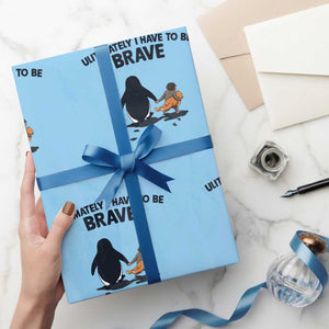 Punch Monkey And Nihilist Penguin Viral Wrapping Paper Roll Ultimately I Have To Be Brave TS14 Light Blue Print Your Wear