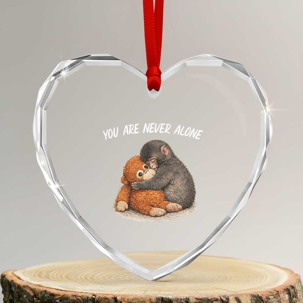 Punch Monkey Heart Crystal Glass Ornament You Are Never Alone Brave TS14 Transparent Glass 3'' Heart Print Your Wear