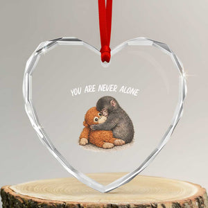 Punch Monkey Heart Crystal Glass Ornament You Are Never Alone Brave TS14 Transparent Glass 3'' Heart Print Your Wear