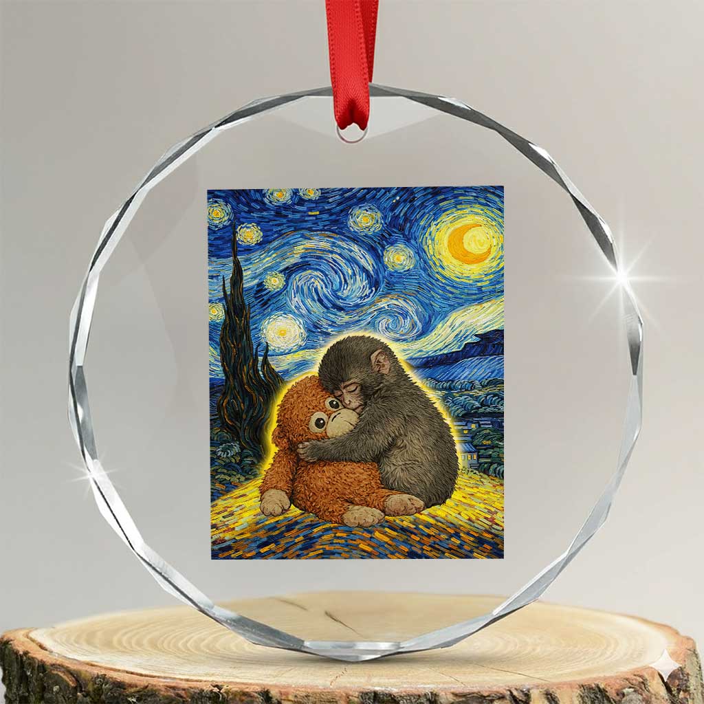 Punch Monkey Starry Night Viral Trend Crystal Glass Ornament TS14 Transparent Glass 3'' Circle Print Your Wear