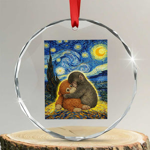 Punch Monkey Starry Night Viral Trend Crystal Glass Ornament TS14 Transparent Glass 3'' Circle Print Your Wear