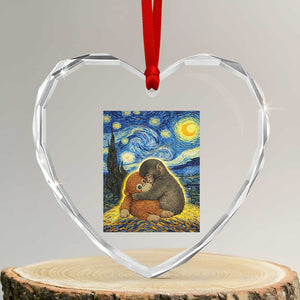 Punch Monkey Starry Night Viral Trend Heart Crystal Glass Ornament TS14 Transparent Glass 3'' Heart Print Your Wear