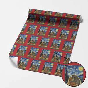 Punch Monkey Starry Night Viral Trend Wrapping Paper Roll TS14 Red Print Your Wear