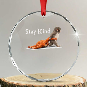 Punch Monkey Viral Trend Crystal Glass Ornament Stay Kind TS14 Transparent Glass 3'' Circle Print Your Wear