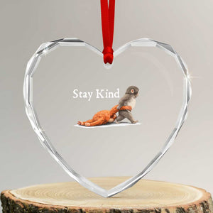 Punch Monkey Viral Trend Heart Crystal Glass Ornament Stay Kind TS14 Transparent Glass 3'' Heart Print Your Wear