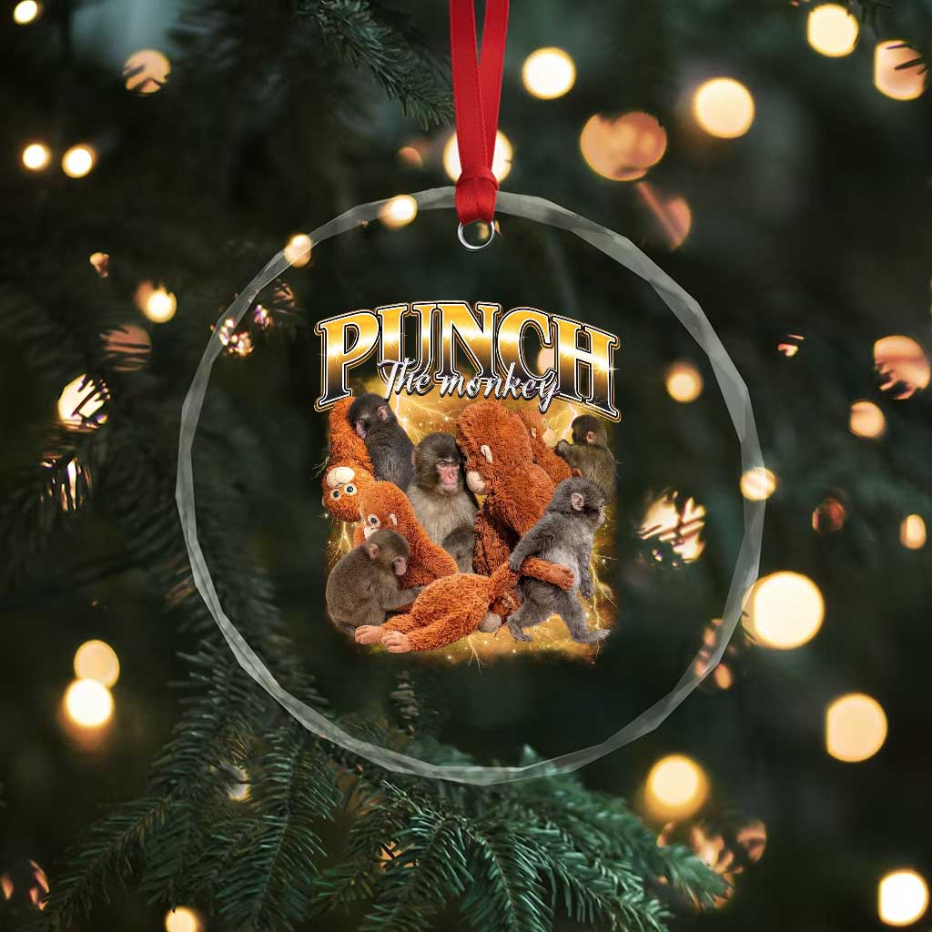 Punch The Monkey Crystal Glass Ornament Baby Monkey Punch Plush Hugging 90s Bootleg TS11 Print Your Wear