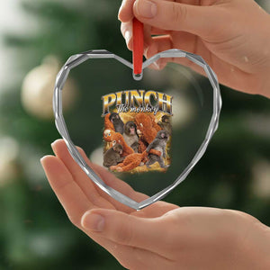 Punch The Monkey Heart Crystal Glass Ornament Baby Monkey Punch Plush Hugging 90s Bootleg TS11 Print Your Wear