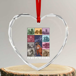 Punch The Monkey Heart Crystal Glass Ornament In My Punch Era Baby Monkey Hugging Plush TS11 Transparent Glass 3'' Heart Print Your Wear
