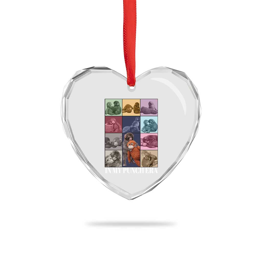 Punch The Monkey Heart Crystal Glass Ornament In My Punch Era Baby Monkey Hugging Plush TS11 Print Your Wear