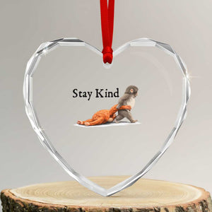 Punch The Monkey Meme Heart Crystal Glass Ornament Stay Kind TS14 Transparent Glass 3'' Heart Print Your Wear