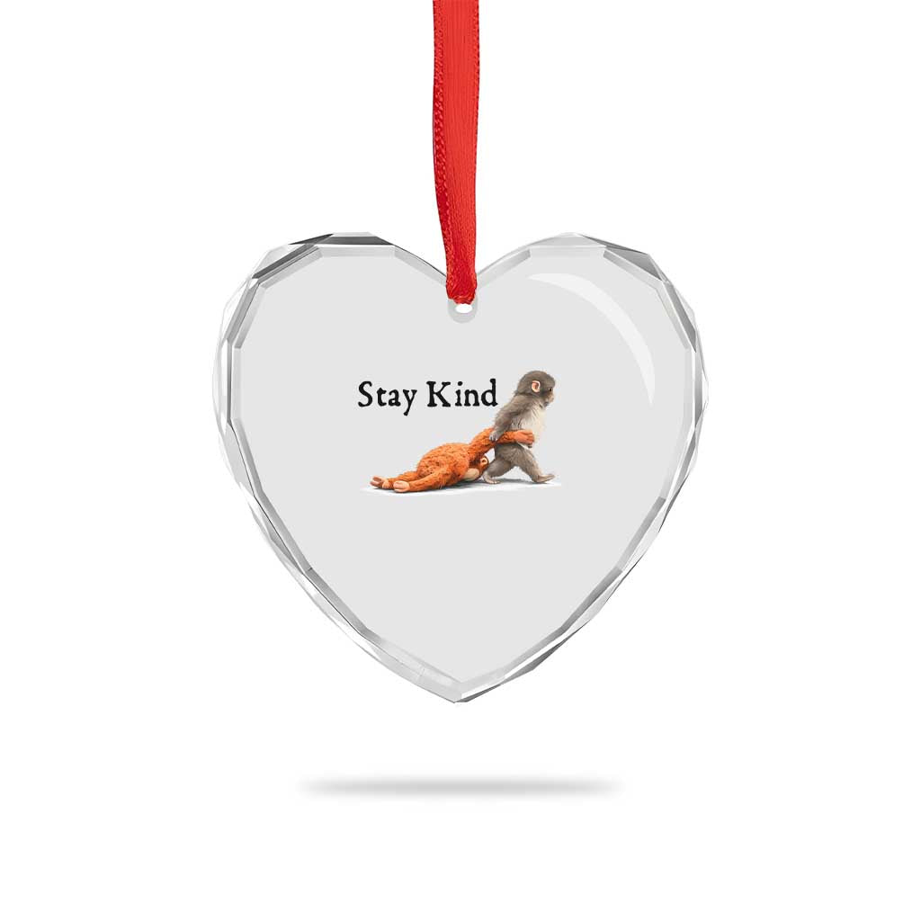 Punch The Monkey Meme Heart Crystal Glass Ornament Stay Kind TS14 Print Your Wear