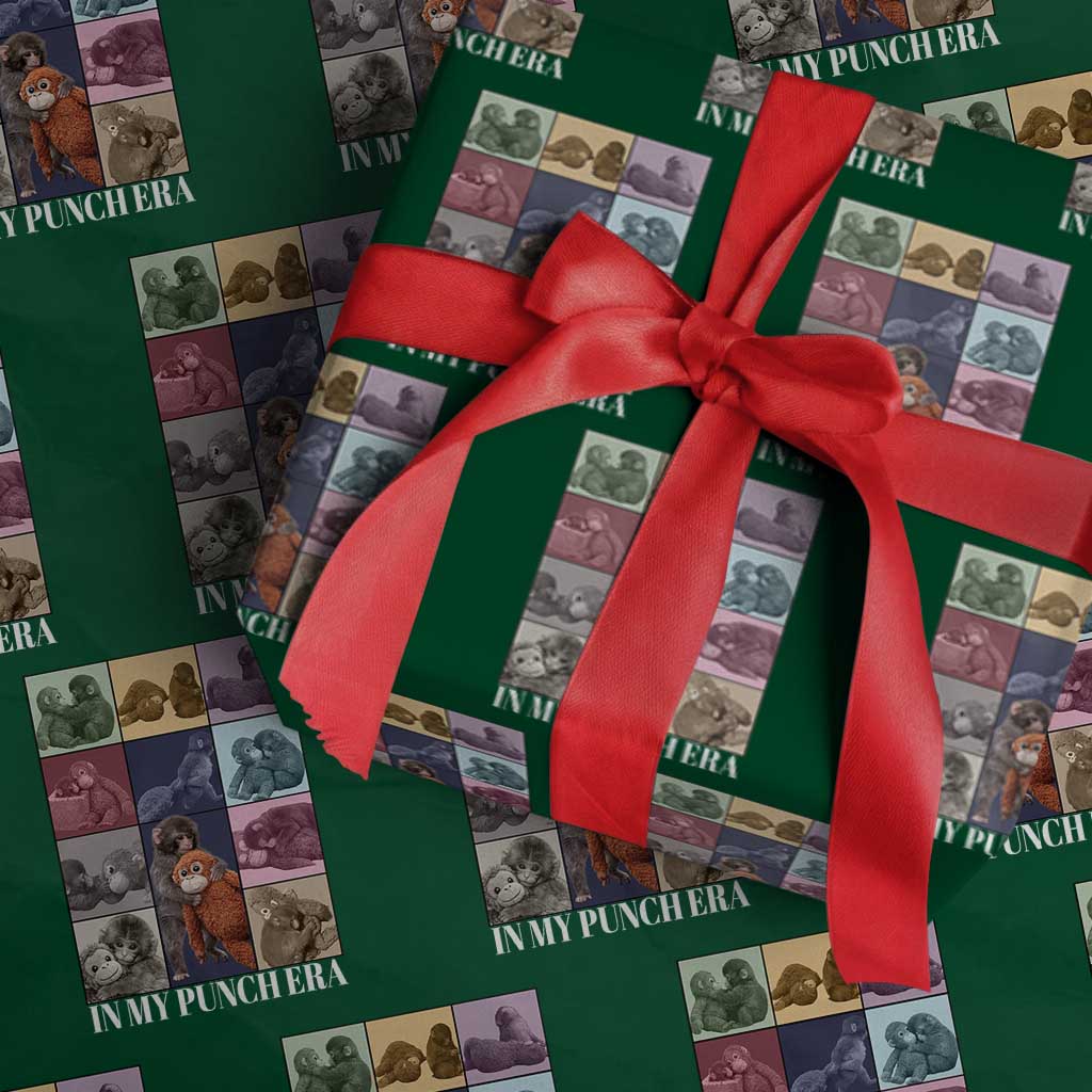Punch The Monkey Wrapping Paper Roll In My Punch Era Baby Monkey Hugging Plush TS11 Green Print Your Wear