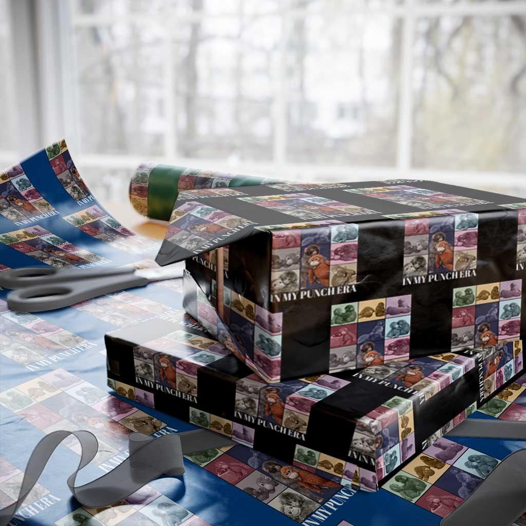 Punch The Monkey Wrapping Paper Roll In My Punch Era Baby Monkey Hugging Plush TS11 Black Print Your Wear