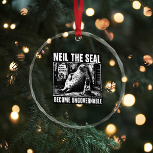 Punk Rock Neil the Seal Become Ungovernable Poster Style Crystal Glass Ornament Funny Viral Chaotic Elephant Seal Traffic Cone Meme TS02 Print Your Wear