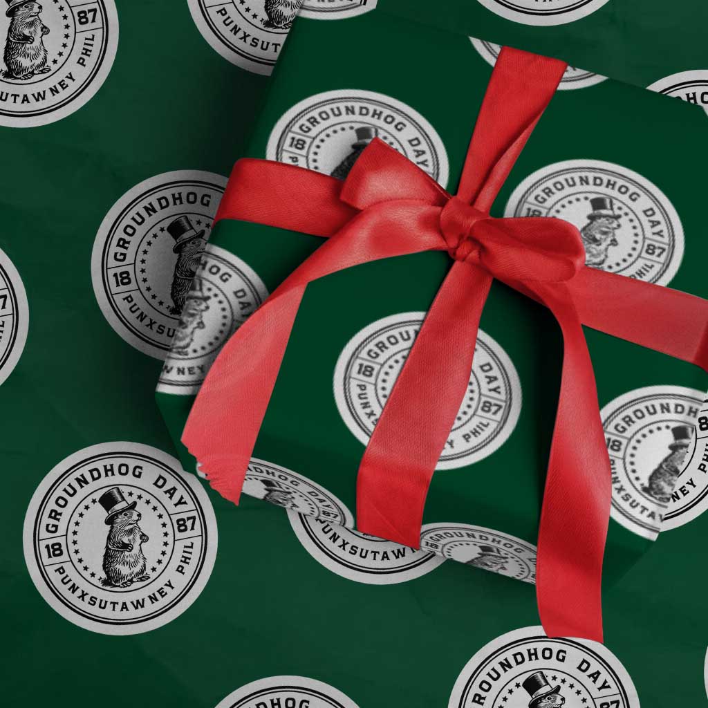 Punxsutawney Phil Groundhog Day Wrapping Paper Roll Funny Woodchuck Day 1887 TS11 Green Print Your Wear