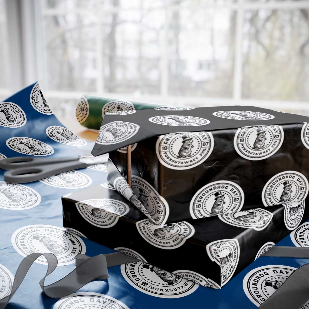 Punxsutawney Phil Groundhog Day Wrapping Paper Roll Funny Woodchuck Day 1887 TS11 Black Print Your Wear