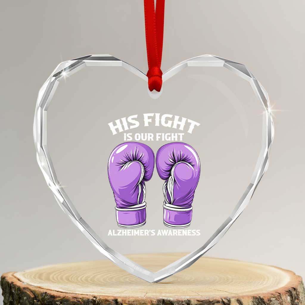 Purple Boxing Gloves Alzheimers Support Heart Crystal Glass Ornament His Fight Our Fight TS12 Transparent Glass 3'' Heart Print Your Wear