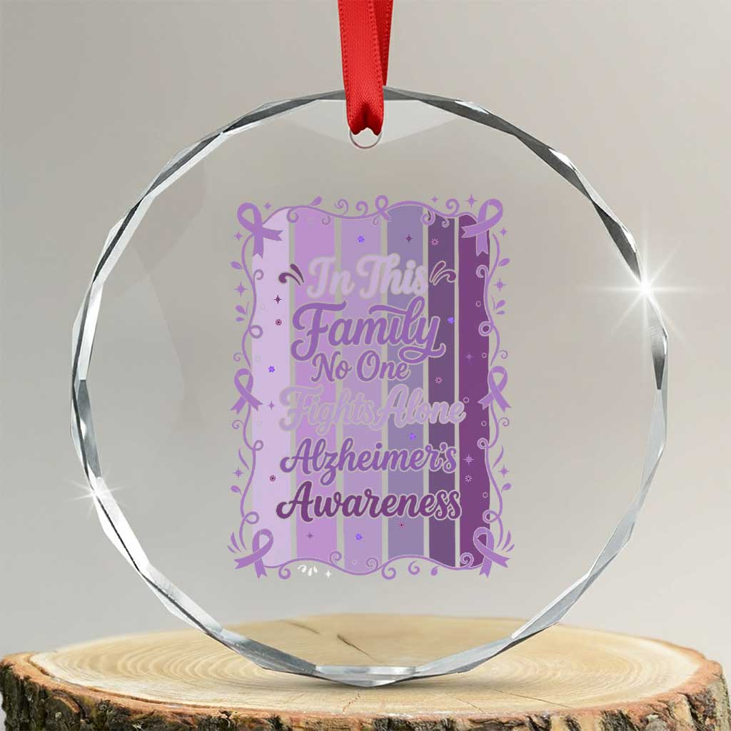 Purple Ribbon Alzheimers Caregiver Squad Gift Crystal Glass Ornament In This Family We Support Together TS12 Transparent Glass 3'' Circle Print Your Wear