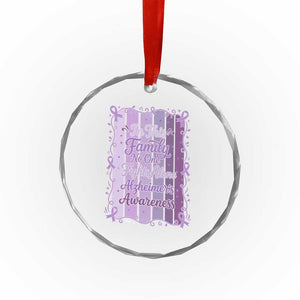 Purple Ribbon Alzheimers Caregiver Squad Gift Crystal Glass Ornament In This Family We Support Together