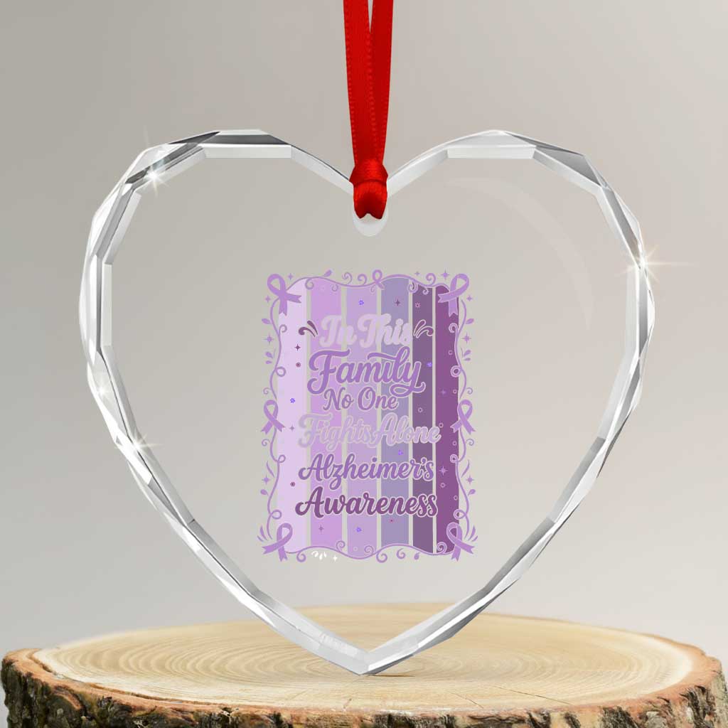 Purple Ribbon Alzheimers Caregiver Squad Gift Heart Crystal Glass Ornament In This Family We Support Together TS12 Transparent Glass 3'' Heart Print Your Wear