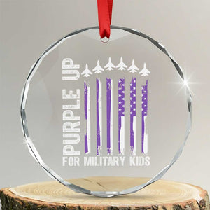 Purple Up For Military Kids Crystal Glass Ornament American Flag Air Force Military Child Month TS02 Transparent Glass 3'' Circle Print Your Wear