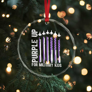 Purple Up For Military Kids Crystal Glass Ornament American Flag Air Force Military Child Month TS02 Print Your Wear