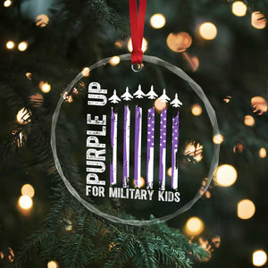 Purple Up For Military Kids Crystal Glass Ornament American Flag Air Force Military Child Month TS02 Print Your Wear