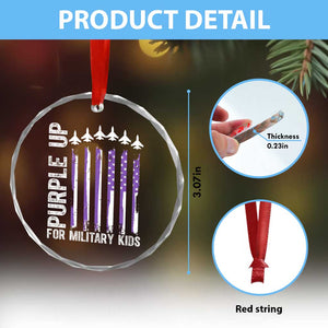 Purple Up For Military Kids Crystal Glass Ornament American Flag Air Force Military Child Month TS02 Print Your Wear