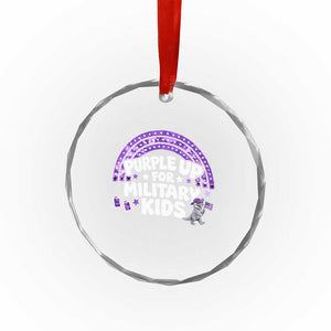 Purple Up For Military Kids Crystal Glass Ornament Cute Dino Dinosaur Proud Military Child Rainbow TS10 Print Your Wear