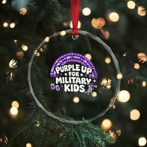 Purple Up For Military Kids Crystal Glass Ornament Cute Dino Dinosaur Proud Military Child Rainbow TS10 Print Your Wear