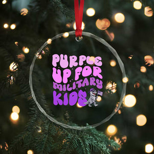Purple Up For Military Kids Crystal Glass Ornament Groovy Dino Dinosaur Military Child Month TS10 Print Your Wear