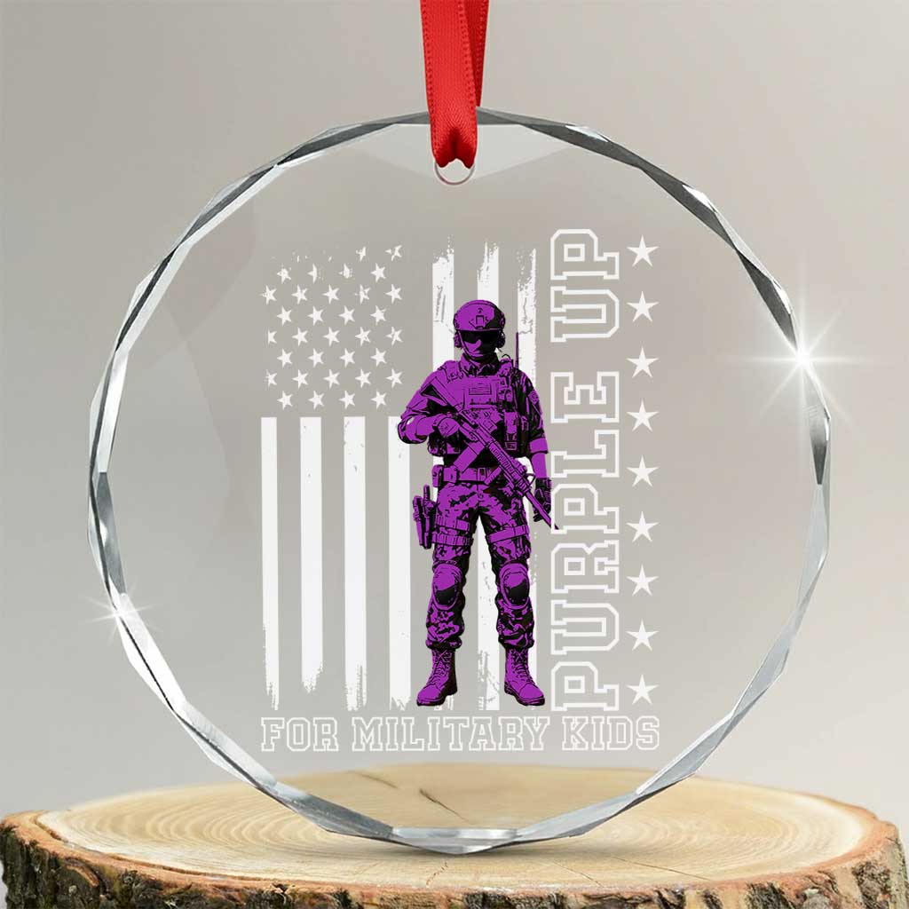 Purple Up For Military Kids Crystal Glass Ornament Military Child Month TS02 Transparent Glass 3'' Circle Print Your Wear