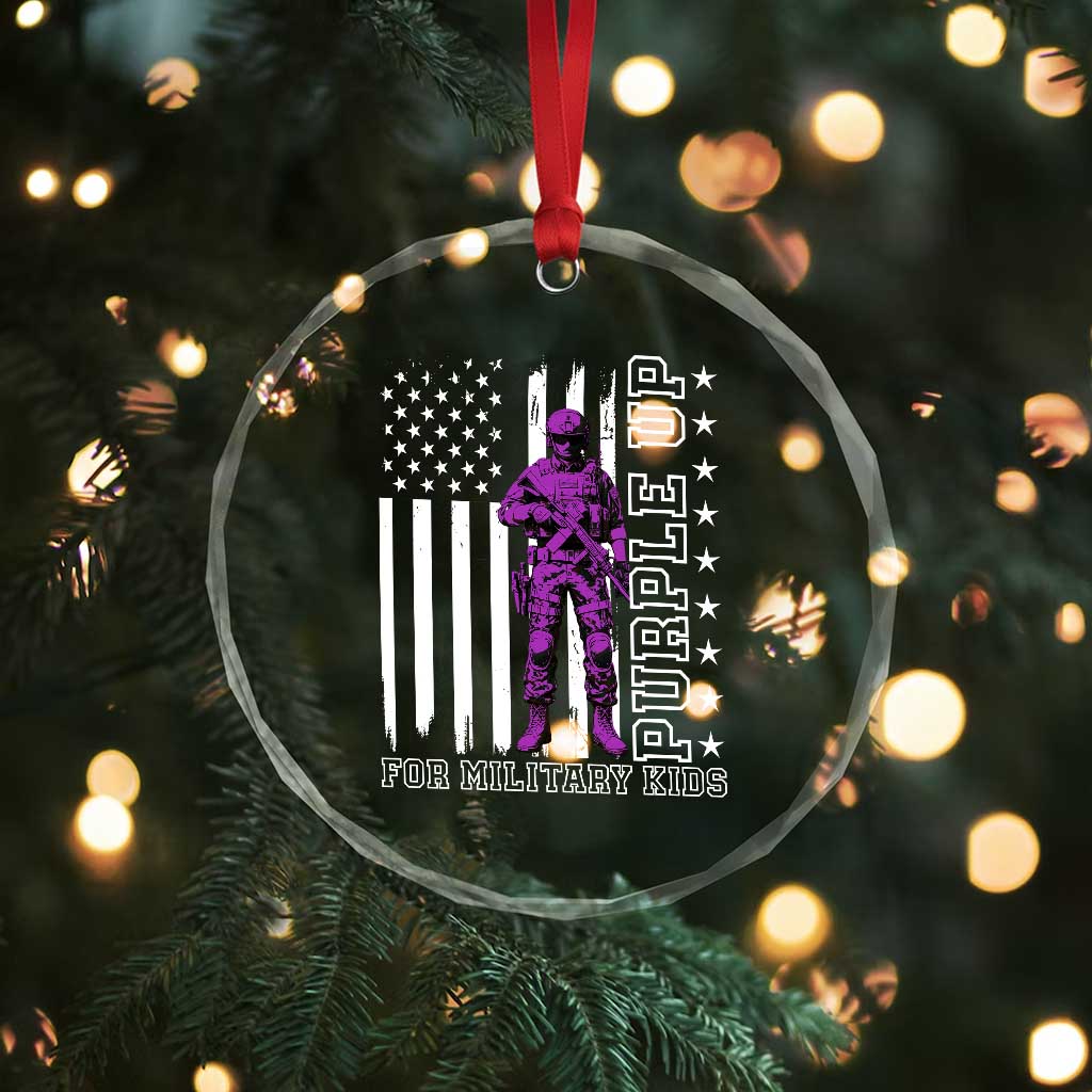 Purple Up For Military Kids Crystal Glass Ornament Military Child Month TS02 Print Your Wear