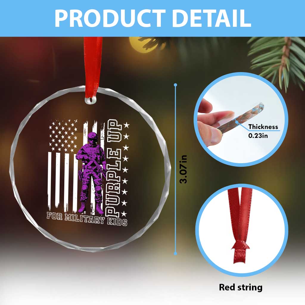 Purple Up For Military Kids Crystal Glass Ornament Military Child Month TS02 Print Your Wear